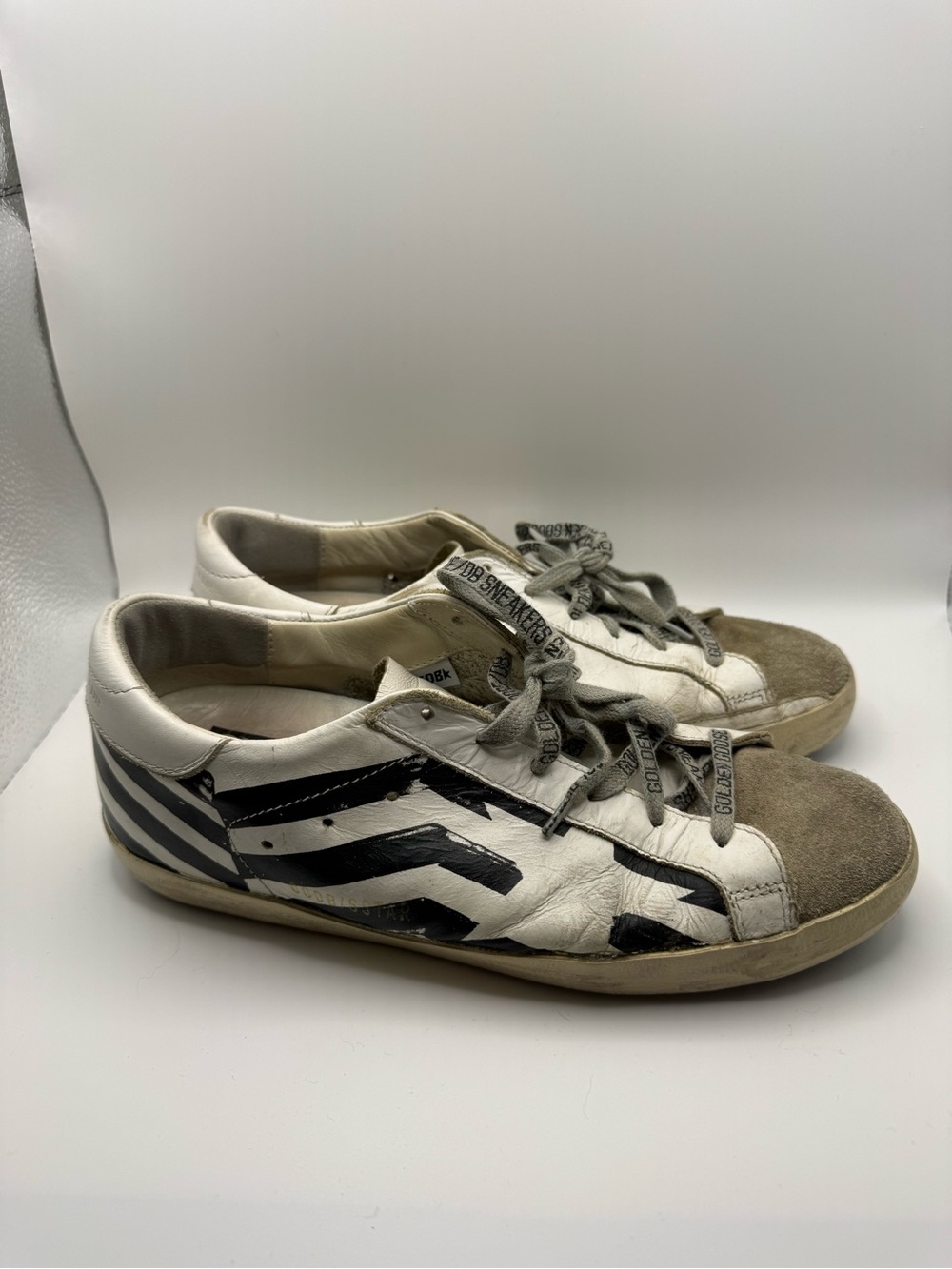 Golden Goose Women's White Black Striped Superstar Low-Top Sneakers